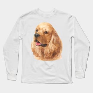 American Cocker Spaniel Watercolor Art Long Sleeve T-Shirt